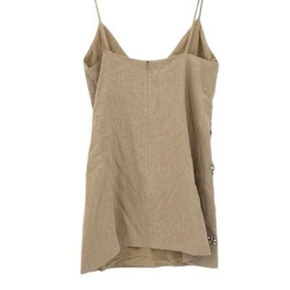 Zara Viral Blogger Favorite Linen Blend Embellished Spaghetti Strap V-Neck Mini - Picture 5 of 13